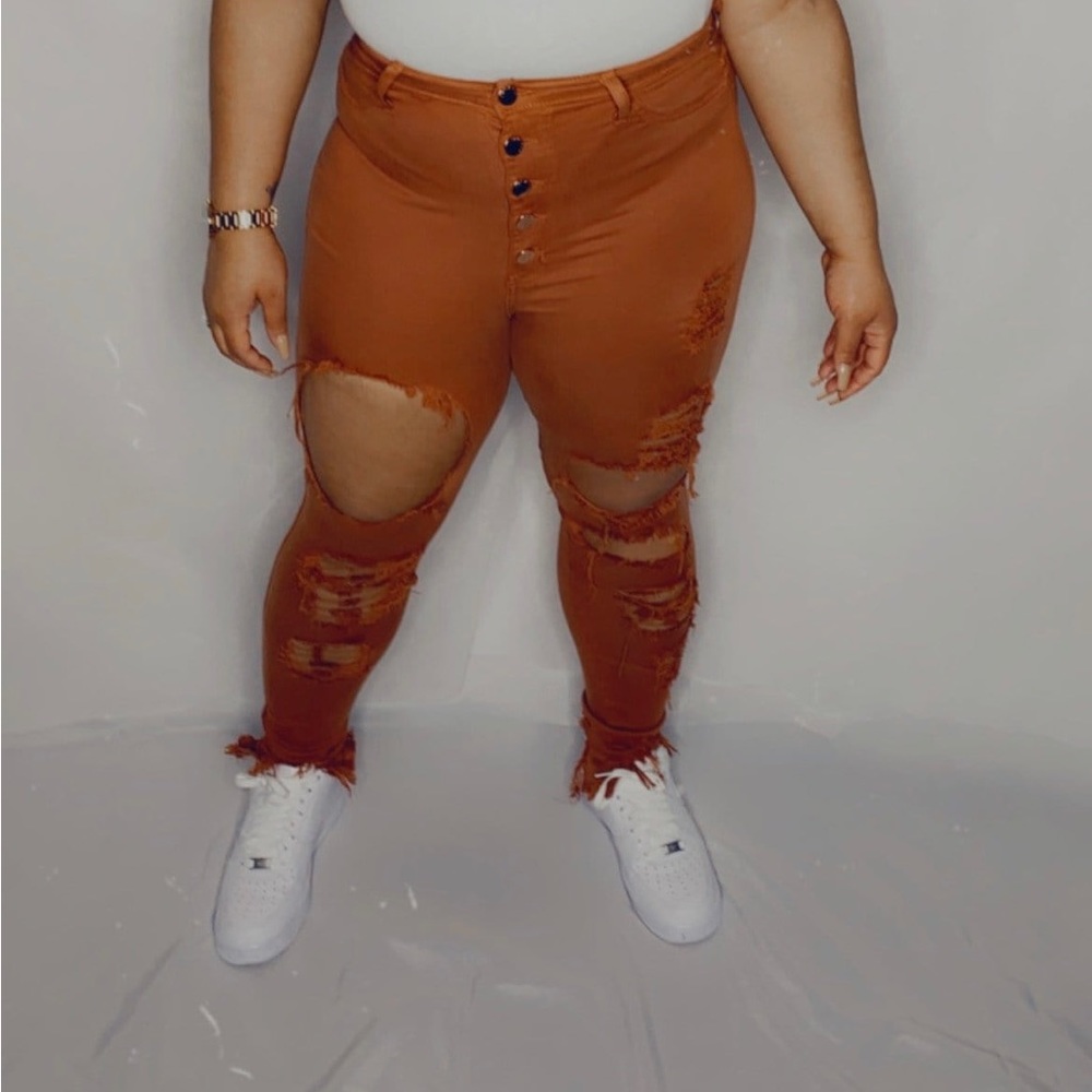 Rust Distressed Jeans